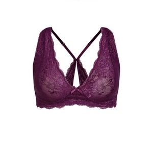 Fox & Royal Zoey Purple Amethyst Bralette NWT Sz XXL 2X 24 T-back Straps Deep V